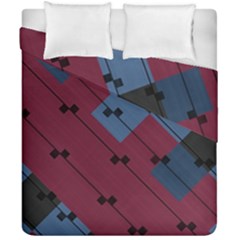 Burgundy Black Blue Abstract Check Pattern Duvet Cover Double Side (california King Size) by SpinnyChairDesigns