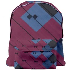 Burgundy Black Blue Abstract Check Pattern Giant Full Print Backpack by SpinnyChairDesigns