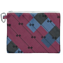 Burgundy Black Blue Abstract Check Pattern Canvas Cosmetic Bag (xxl) by SpinnyChairDesigns