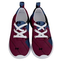 Burgundy Black Blue Abstract Check Pattern Running Shoes by SpinnyChairDesigns