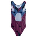 Burgundy Black Blue Abstract Check Pattern Kids  Cut-Out Back One Piece Swimsuit View2