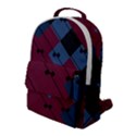 Burgundy Black Blue Abstract Check Pattern Flap Pocket Backpack (Large) View1