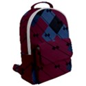 Burgundy Black Blue Abstract Check Pattern Flap Pocket Backpack (Large) View2