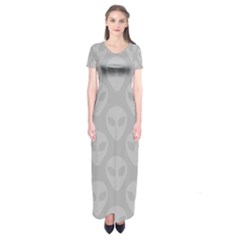 Grey Aliens Ufo Short Sleeve Maxi Dress by SpinnyChairDesigns