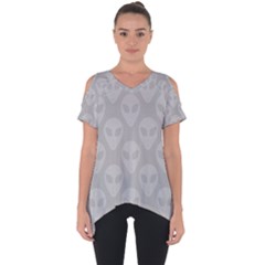 Grey Aliens Ufo Cut Out Side Drop Tee by SpinnyChairDesigns