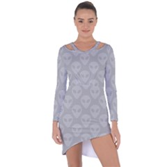 Grey Aliens Ufo Asymmetric Cut-out Shift Dress by SpinnyChairDesigns