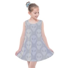 Grey Aliens Ufo Kids  Summer Dress by SpinnyChairDesigns