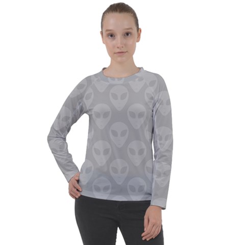 Grey Aliens Ufo Women s Long Sleeve Raglan Tee by SpinnyChairDesigns