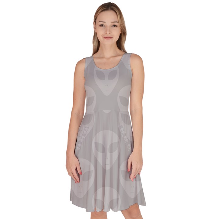 Grey Aliens UFO Knee Length Skater Dress With Pockets