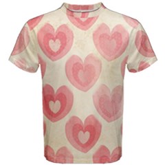 Pink Faded Hearts Men s Cotton Tee by SpinnyChairDesigns