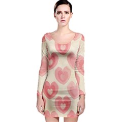 Pink Faded Hearts Long Sleeve Bodycon Dress by SpinnyChairDesigns