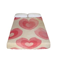 Pink Faded Hearts Fitted Sheet (full/ Double Size) by SpinnyChairDesigns