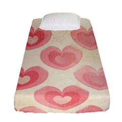 Pink Faded Hearts Fitted Sheet (single Size) by SpinnyChairDesigns