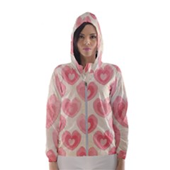 Pink Faded Hearts Women s Hooded Windbreaker by SpinnyChairDesigns