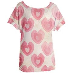 Pink Faded Hearts Women s Oversized Tee by SpinnyChairDesigns