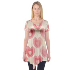 Pink Faded Hearts Short Sleeve Tunic  by SpinnyChairDesigns