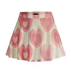 Pink Faded Hearts Mini Flare Skirt by SpinnyChairDesigns