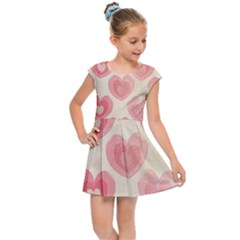 Pink Faded Hearts Kids  Cap Sleeve Dress by SpinnyChairDesigns