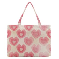 Pink Faded Hearts Zipper Medium Tote Bag by SpinnyChairDesigns