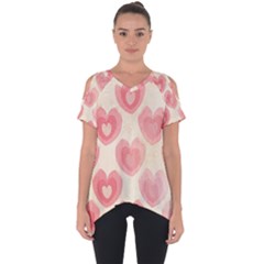 Pink Faded Hearts Cut Out Side Drop Tee by SpinnyChairDesigns