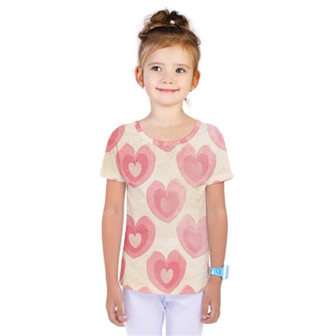 Pink Faded Hearts Kids  One Piece Tee by SpinnyChairDesigns