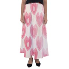 Pink Faded Hearts Flared Maxi Skirt by SpinnyChairDesigns