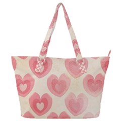 Pink Faded Hearts Full Print Shoulder Bag by SpinnyChairDesigns