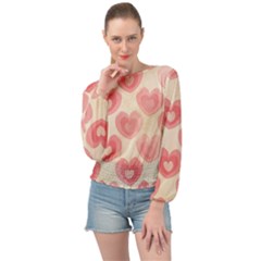 Pink Faded Hearts Banded Bottom Chiffon Top by SpinnyChairDesigns