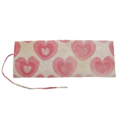 Pink Faded Hearts Roll Up Canvas Pencil Holder (s) by SpinnyChairDesigns