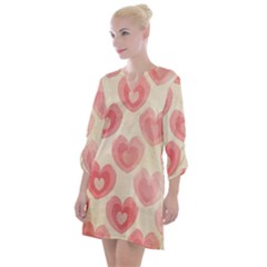 Pink Faded Hearts Open Neck Shift Dress