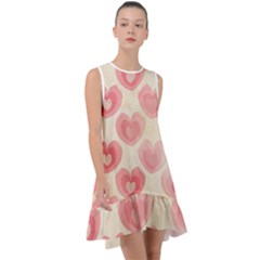 Pink Faded Hearts Frill Swing Dress by SpinnyChairDesigns