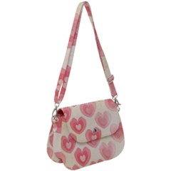 Pink Faded Hearts Saddle Handbag by SpinnyChairDesigns