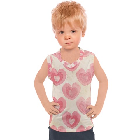 Pink Faded Hearts Kids  Sport Tank Top by SpinnyChairDesigns