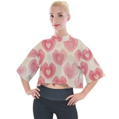 Pink Faded Hearts Mock Neck Tee by SpinnyChairDesigns