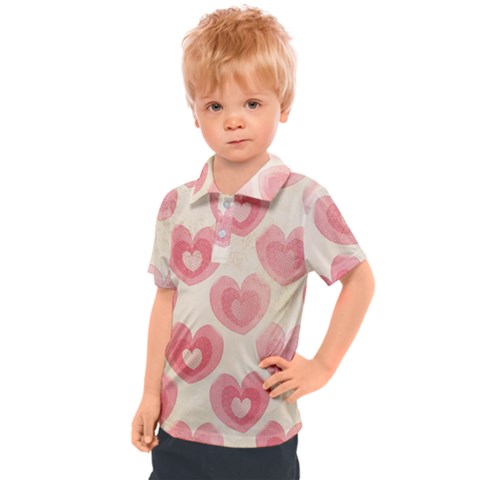 Pink Faded Hearts Kids  Polo Tee by SpinnyChairDesigns