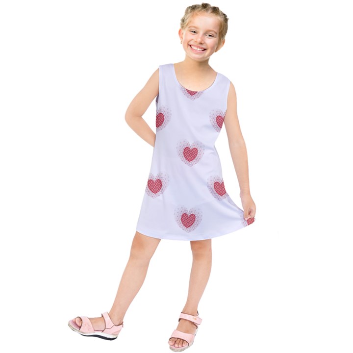 Red Polka Dot Hearts on White Kids  Tunic Dress