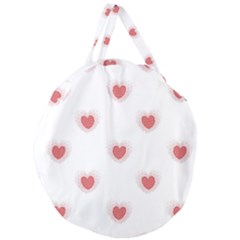 Red Polka Dot Hearts On White Giant Round Zipper Tote by SpinnyChairDesigns