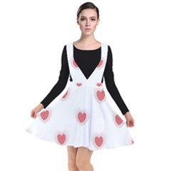 Red Polka Dot Hearts On White Plunge Pinafore Dress by SpinnyChairDesigns