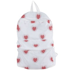 Red Polka Dot Hearts On White Foldable Lightweight Backpack by SpinnyChairDesigns