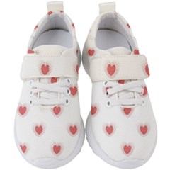 Red Polka Dot Hearts On White Kids  Velcro Strap Shoes by SpinnyChairDesigns