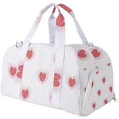 Red Polka Dot Hearts On White Burner Gym Duffel Bag