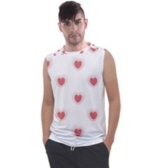 Red Polka Dot Hearts On White Men s Regular Tank Top