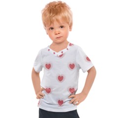 Red Polka Dot Hearts On White Kids  Sports Tee