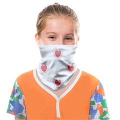 Red Polka Dot Hearts On White Face Covering Bandana (kids)