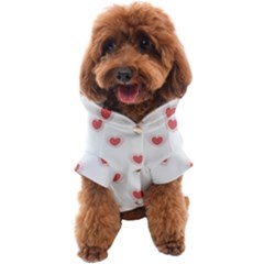 Red Polka Dot Hearts On White Dog Coat