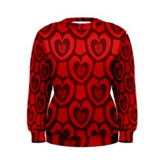 Dark Red Heart Pattern Women s Sweatshirt by SpinnyChairDesigns