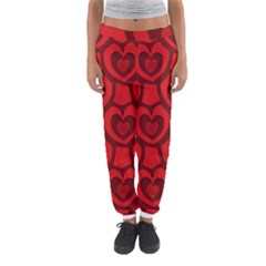 Dark Red Heart Pattern Women s Jogger Sweatpants by SpinnyChairDesigns