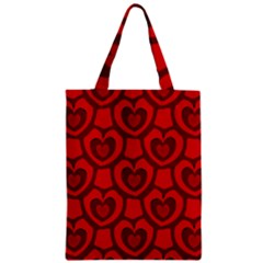 Dark Red Heart Pattern Zipper Classic Tote Bag by SpinnyChairDesigns