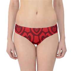 Dark Red Heart Pattern Hipster Bikini Bottoms by SpinnyChairDesigns