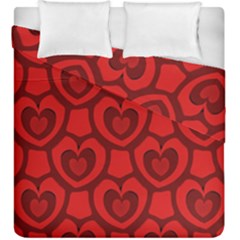 Dark Red Heart Pattern Duvet Cover Double Side (king Size) by SpinnyChairDesigns